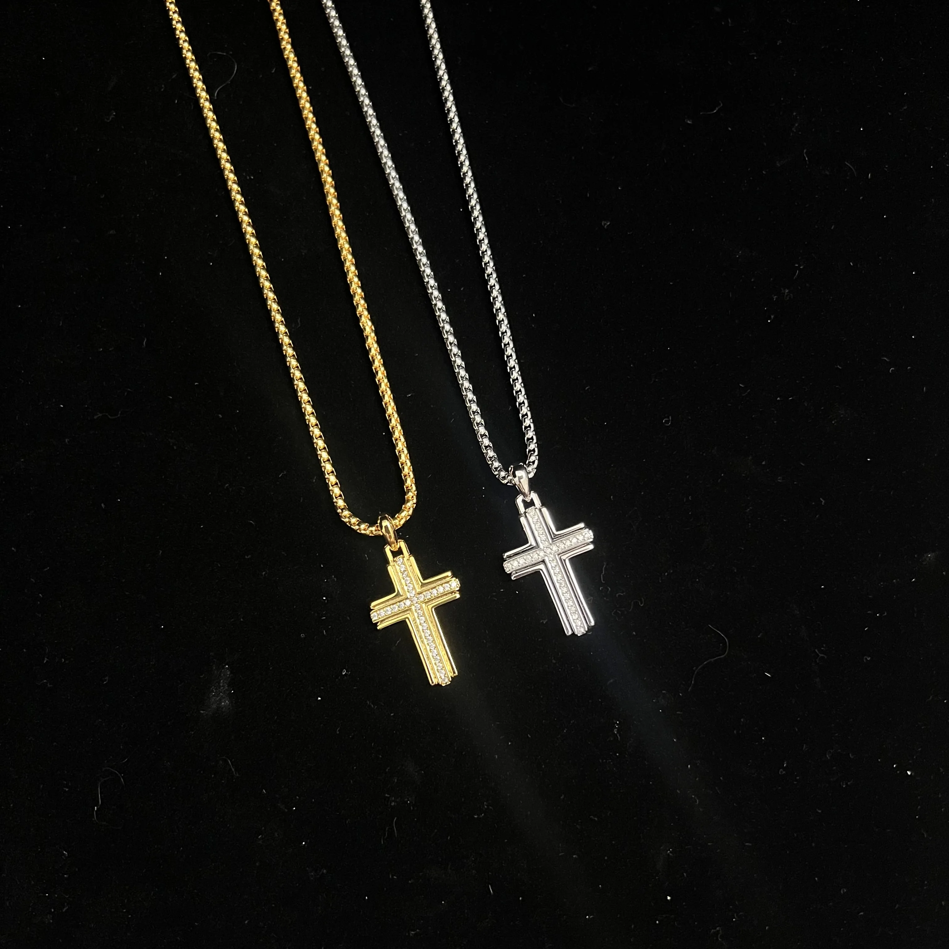 

S925 Sterling Silver 2025 New Cross Diamond Necklace, Unisex Fashionable Trendy Retro Simple Hip Hop Luxury Jewelry Gift