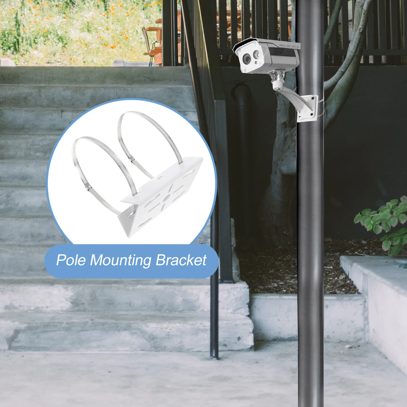 

Pole Mounting Bracket Hoops Brackets for Security Cameras Wall Mount Adapter CCTV Camera MountBracket Sturdy Durable Easy