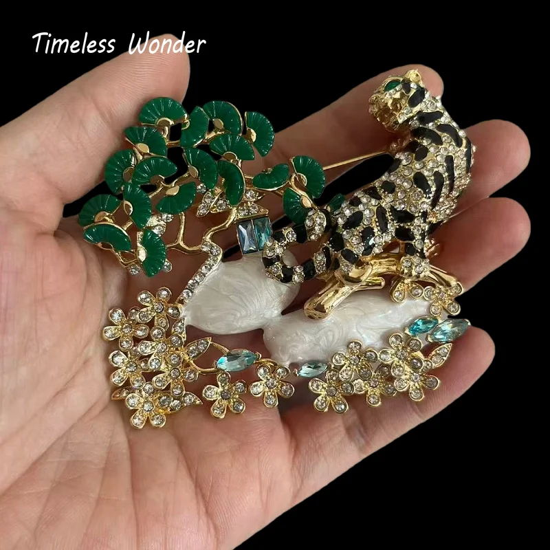 

Вневременная чудесная необычная цирконовая эмалированная брошь в виде тигрового дерева, булавки для женщин, дизайнерские украшения, подиум, топ, подарок, модный милый редкий микс 5285