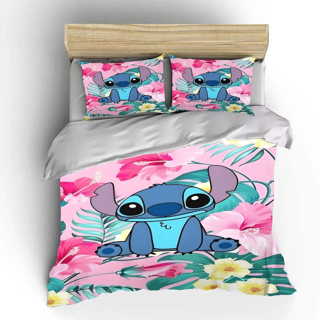 Stitch Angel Cartoon Bedding Set Children Disney 3 Pieces Set King Size Bed Set US Twin Adult Bed Cover Bedroom Quilt Duvet Gift