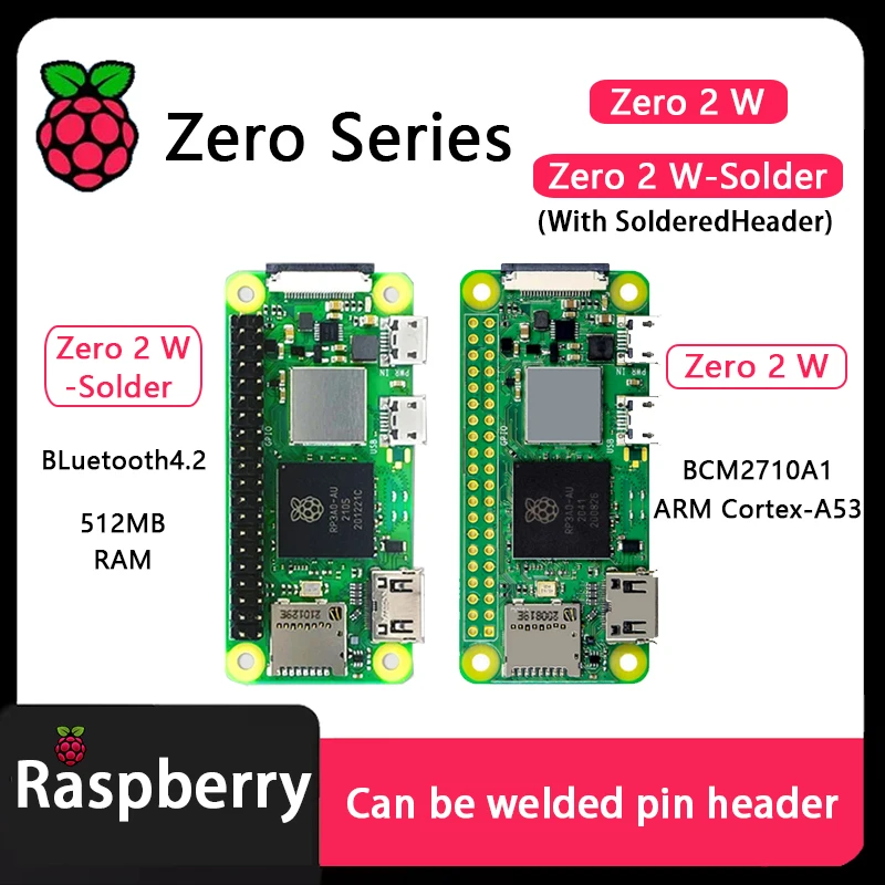 Официальный оригинальный Raspberry Pi Zero Zero W Zero 2 Вт Zero-Solder Zero W-Solder с паяной головкой, чип Boardcom 512 МБ