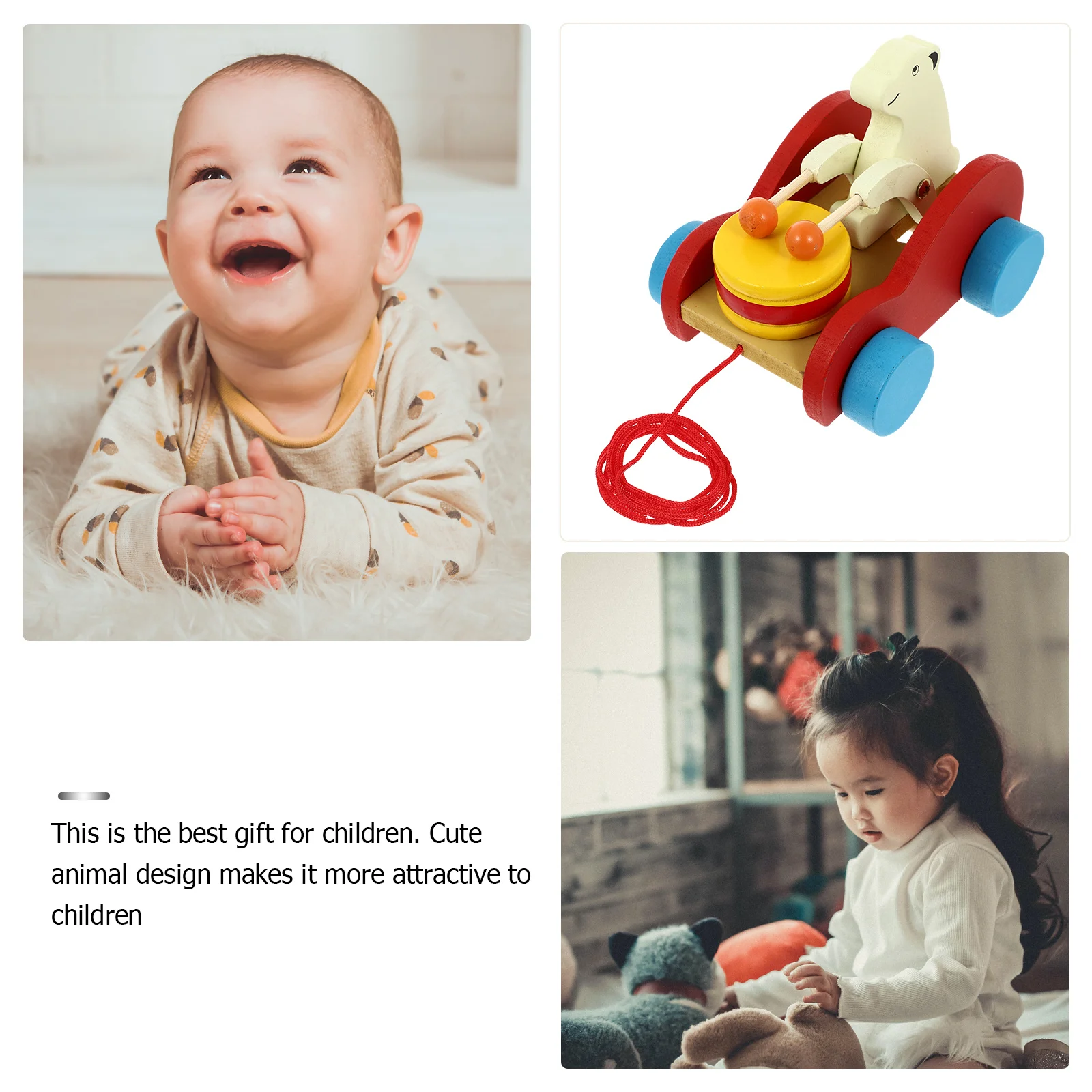 1개 나무 곰 인형차 귀여운 동물 디자인 안전하고 내구성 있는 교육용 장난감 유아 인지 발달 선물