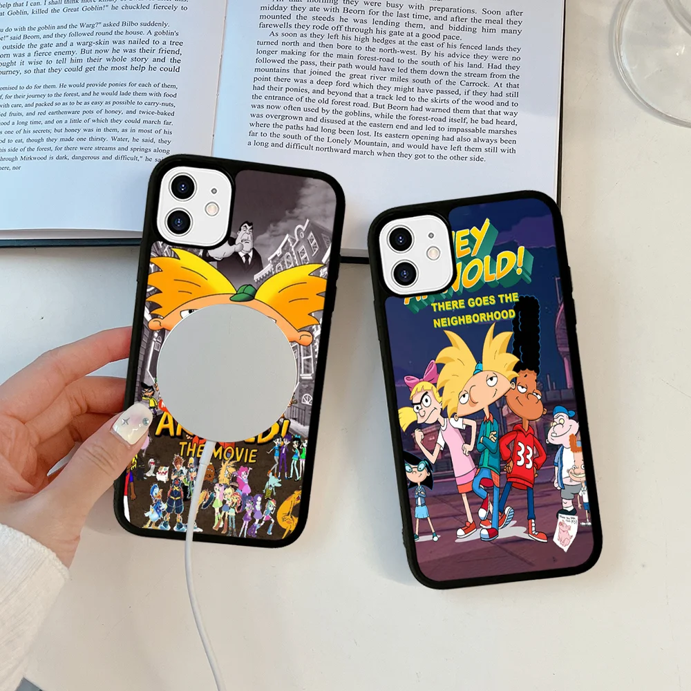 

H-Hey A-Arnold H-Helga Cute Phone Case Magesafe Magnetic Wireless Charge Case For IPhone 16 11 12 13 14 15 Pro Max Plus Mini