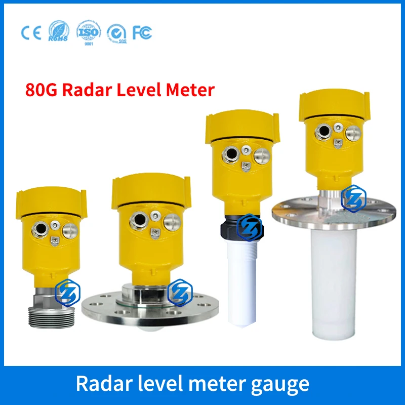 80GHz High Frequency Radar Level Gauge Liquid Water Solid Dust Particle Tank Level Sensor Gauge Anticorrosive Radar Level Meter