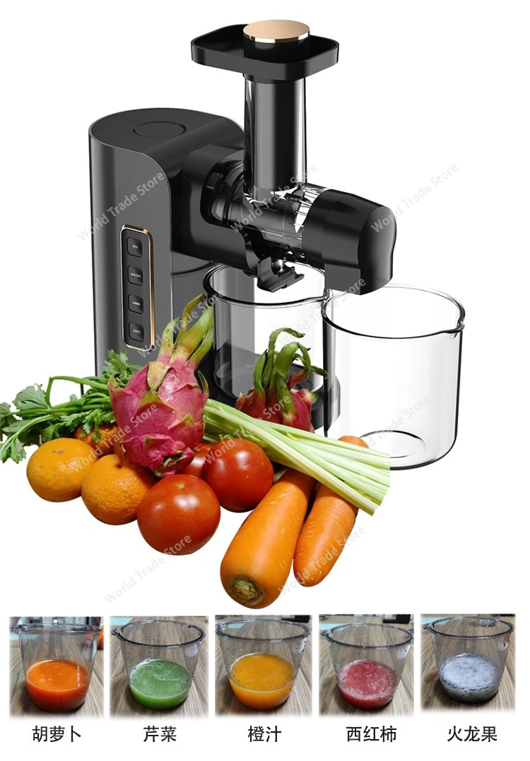 Espremedor horizontal, espremedor automático doméstico, processador de suco pequeno, separação de resíduos e sucos