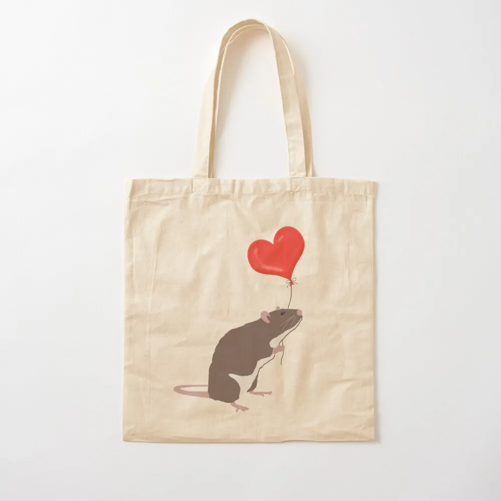 

Rat with Heart Balloon Tote Bag canvas shopping bag sacs de shopping
