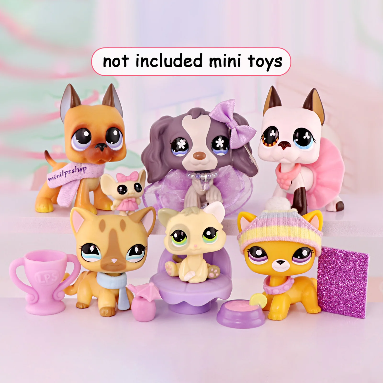 

lps Minilpsshop Pet Shop 16pcs Accessories Applicable To Shorthair Cat and Great Dane Dog Collie Dachshund Cocker Spaniel Cat