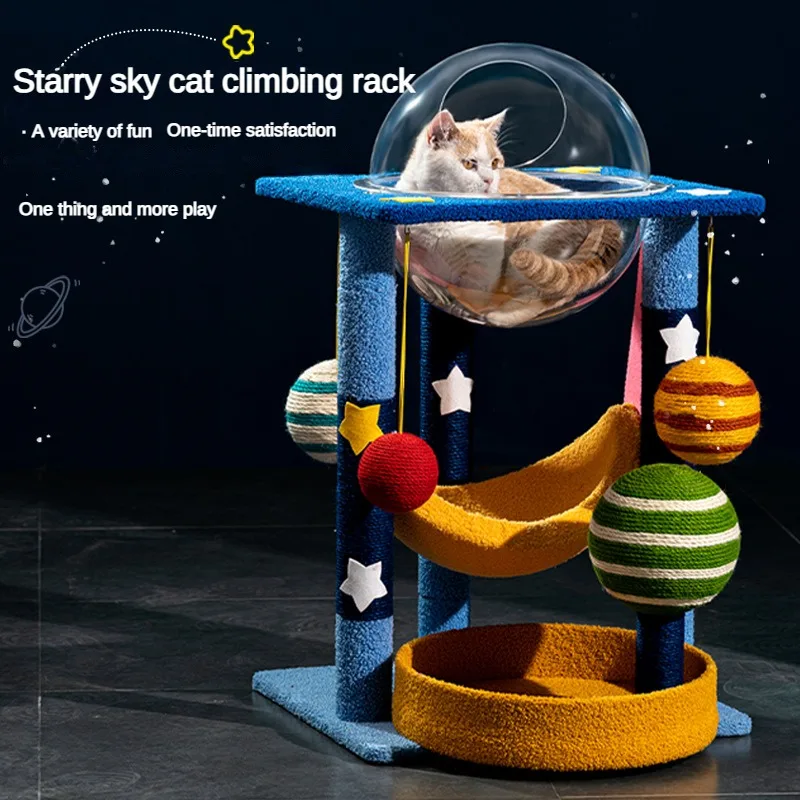 

Space Capsule Starry Sky Cat Climbing Frame Cat Nest Integrated Sisal Cat Scratching Pillar