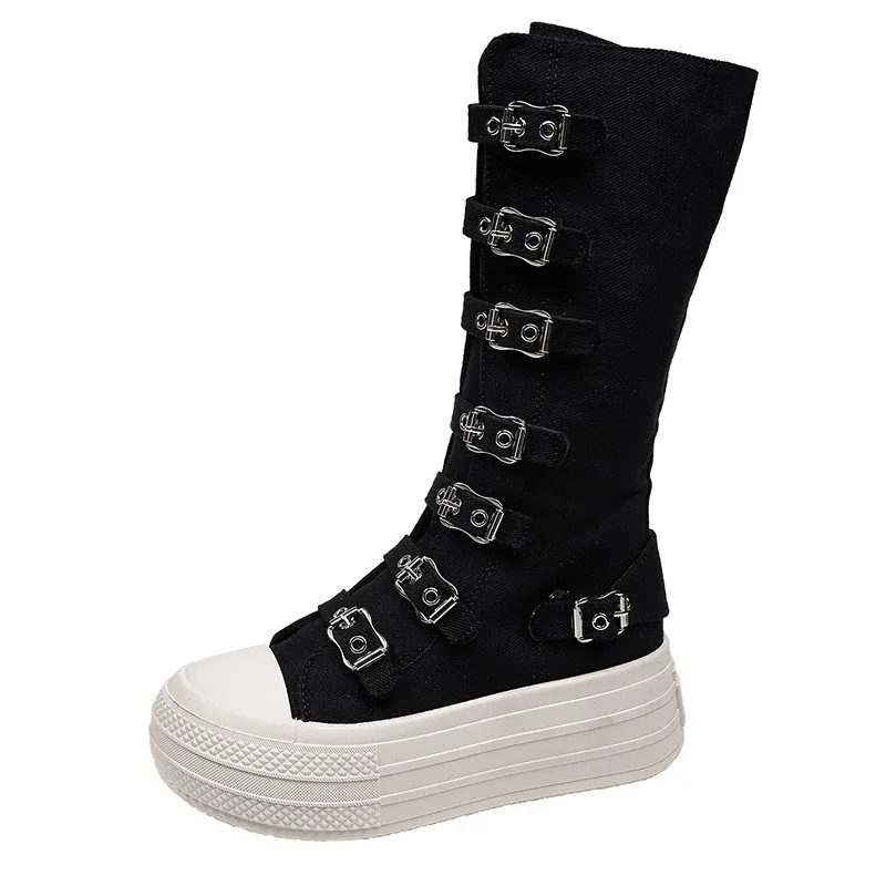 8cm Wedge Heels Sneakers Canvas Schuhe Damen Frühling und Herbst neue Mode alle lässigen dicken belüfteten Sohlen Board Schuhe