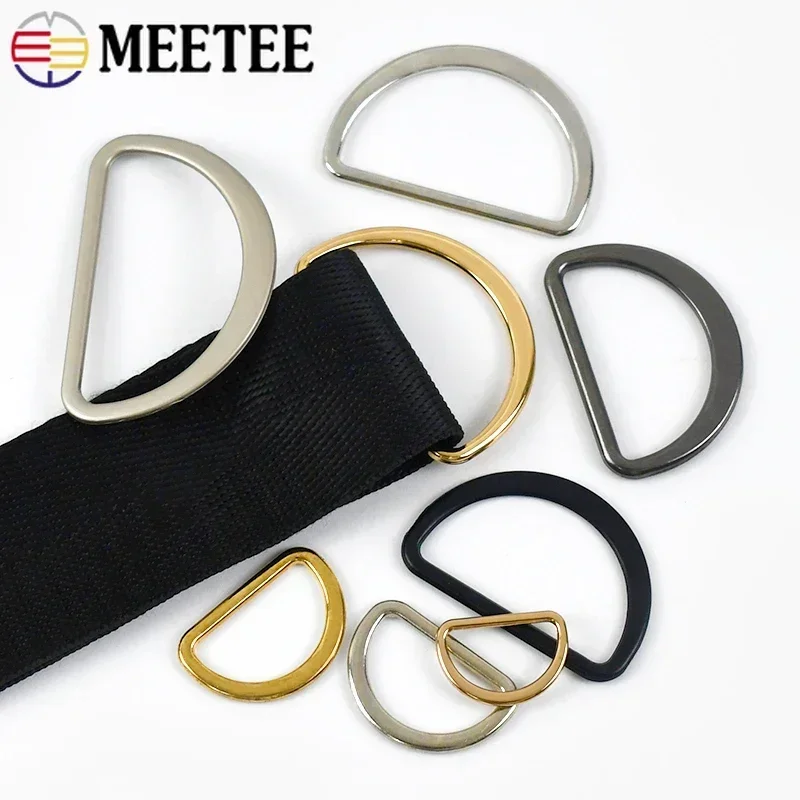 Meetee 10Pcs ID10-75mm Metal D Ring Buckles Bag Strap Closed Loop Connection Buckle DIY Webbing Rings Hook Clasp Sew Accessories