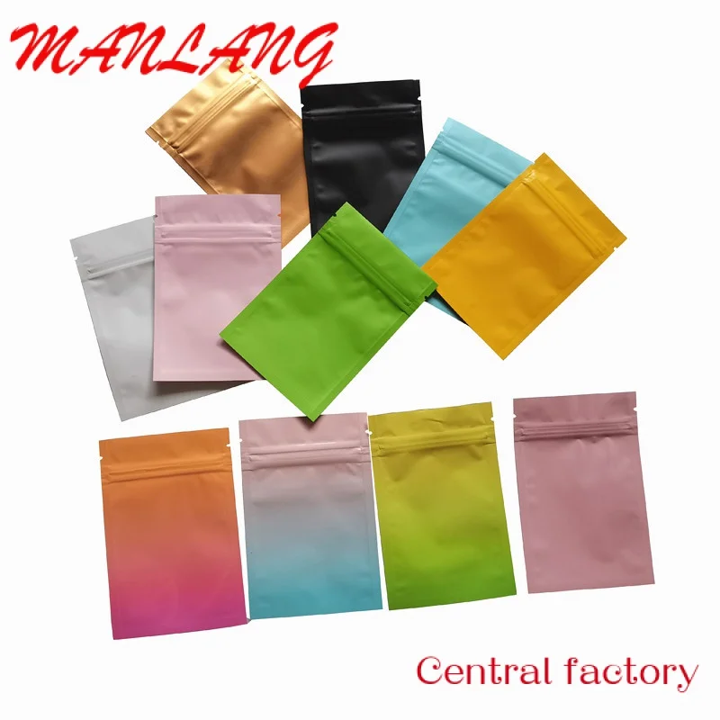 Custom  7*10cm Plastic bag with zip lock bags black green white blue color packing bag with zipper