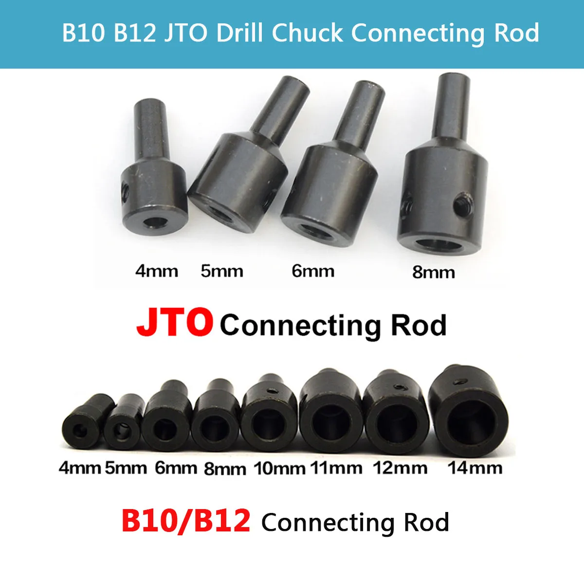 B10 B12 JTO Drill Chuck Connecting Rod Sleeve Motor Shaft Adapter Steel Shaft Coupling Connector 4mm/5mm/6mm/8mm/10mm/12mm/14mm