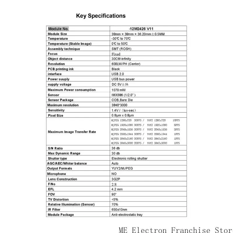 T5EA 4K 30FPS модуль камеры IMX586 Sensoring 12MP Resolution 4K 30FPS интегрированные 2MIC