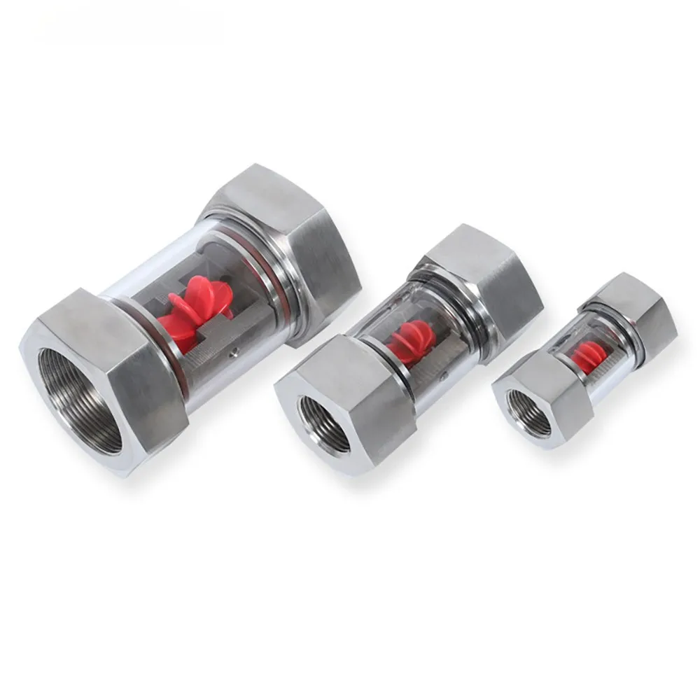 1/4" 3/8" 1/2" 3/4" 1" BSPT Female In-Line 304 Stainless Steel Window Sight Flow Indicator With Impeller Hydraulic Oil Water