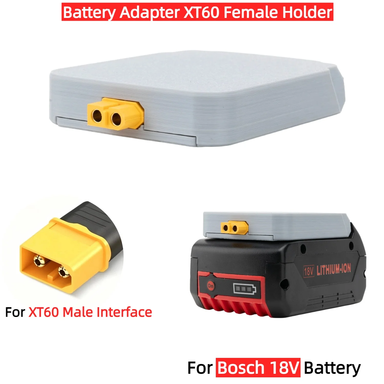

Адаптер-переходник XT60 (гнездо) для литий-ионных аккумуляторов Bosch 18В на XT60 (штекер) для инструментов модификации DIY-оборудования 20В