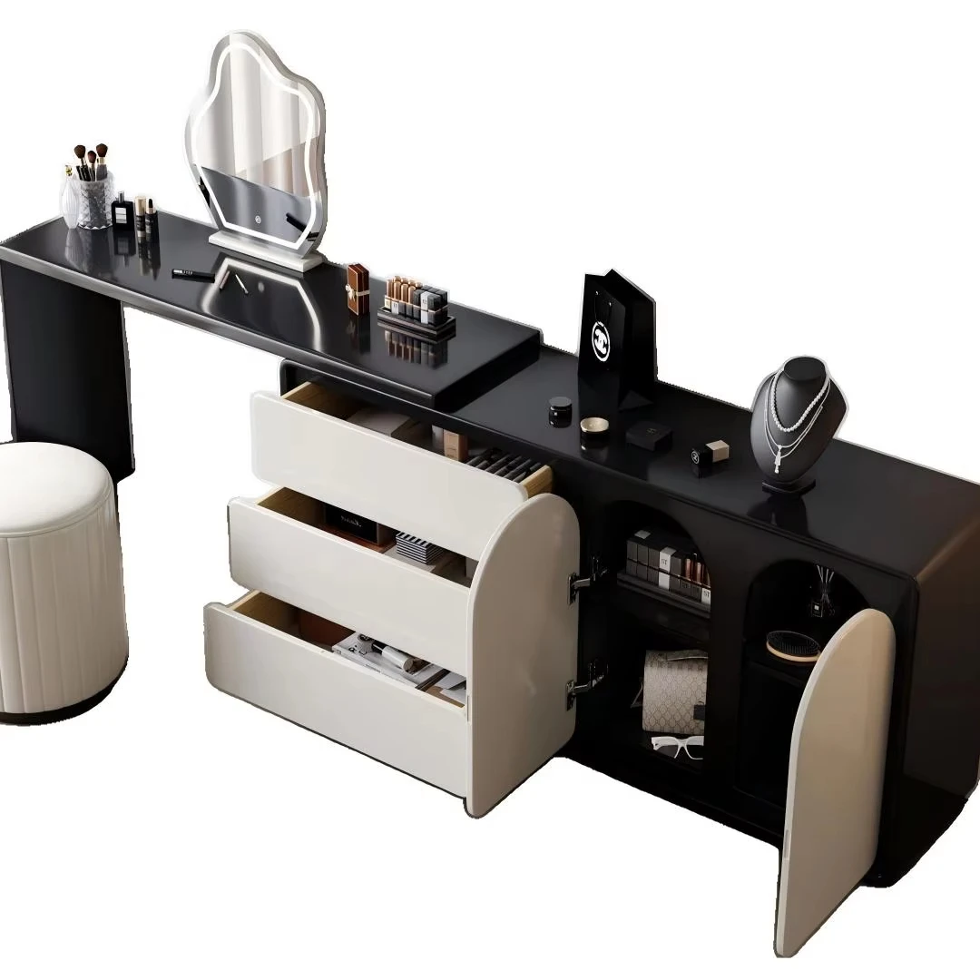 

Современный деревянный комод для спальни, светоизлучающий диод, зеркало с сенсорным экраном, большой вместительный столик для макияжа, шкаф для квартиры