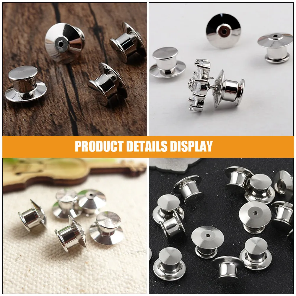25Pcs Brooch Pin Back Locking Clasp Copper Flat Round Metal Pin Backings for Pins Badges Craft Jewelry Making Accessories
