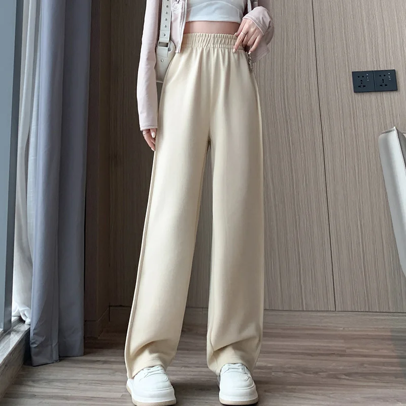 New Women'S Korean Autumn Winter High Waist Loose Relaxed Wide Leg Pants Fashion Versatile Slim Commuter Straight Leg Trousers