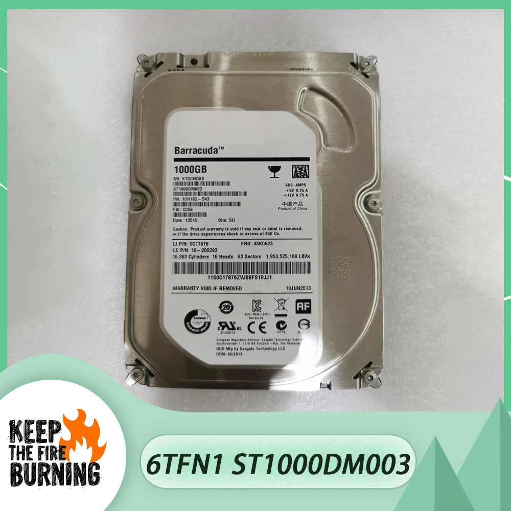 

For Dell 1TB SATA 7.2K 3.5 '' 6TFN1 HDD WN524 ST1000DM003 Enterprise Level Hard Drive