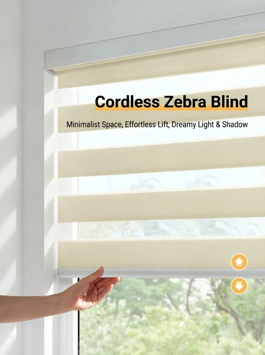 TIPIACE Custom Made Cordless Zebra Blinds, Custom Size Light Filtering Blackout Window Shades, Dual Layer Sheer & Privacy