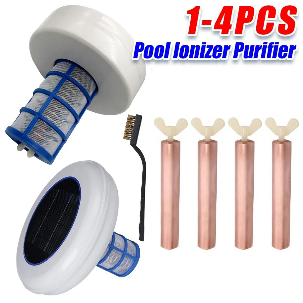 1-4PCS Solar Powered Pool Ionizer Purifier Copper Replacement Solar Copper Anode Outdoor Swimming Pools Tub Water Purifier