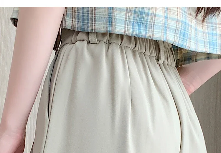 zjaiss Bauchkontrollierende, lockere, weit geschnittene Freizeit-Shorts für Damen, Sommer 2026, Neu, Hohe Taille, A-Linie, Anzug-Shorts – Detail 24
