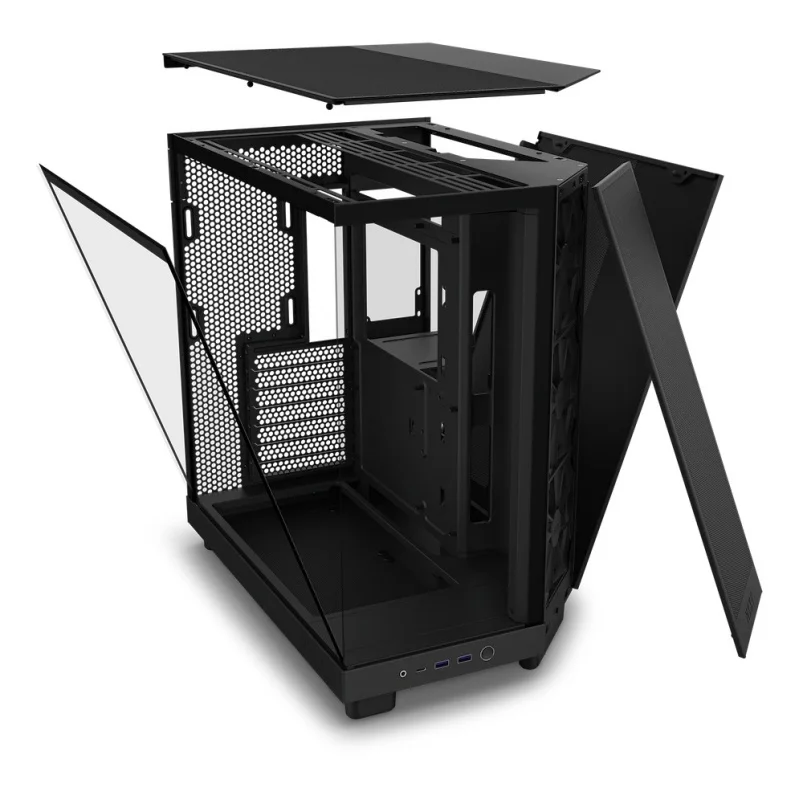 H6 Mid Tower Gaming Computer Chassis Black PC Case Equipped with 3 Fans DIY Desktop Host Case for Gaming Assembly
