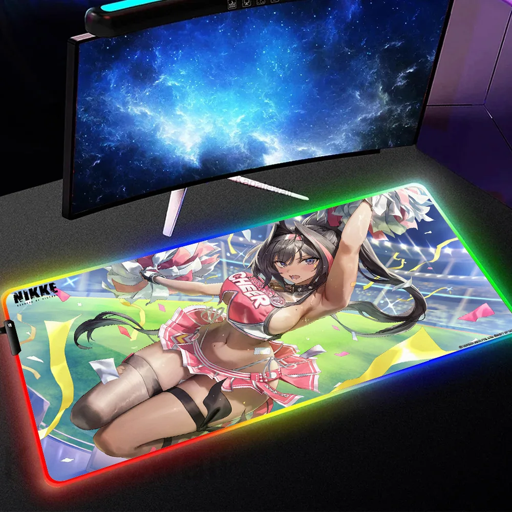 

Hot selling items Many people like it HD printing NIKKE The Goddess Of Victory Large RGB mouse pad gaming backlit RGB mouse pad