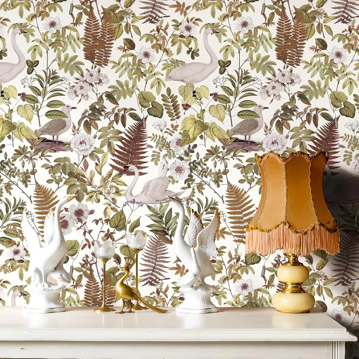 Papel tapiz Floral de pelar y pegar, papel tapiz autoadhesivo de bosque bohemio, papel de Contacto extraíble de hojas tropicales para dormitorio de guardería