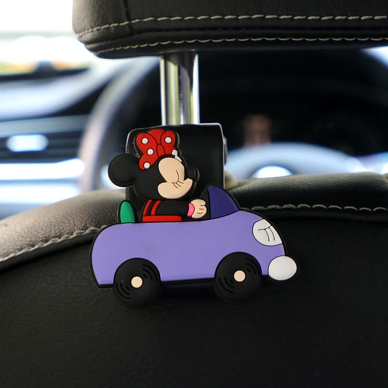 Car Universal Seat Back Hook Disney Anime Figure Mickey Minnie Interior Accessories Cartoon Auto Headrest Hook Hanger Ornaments