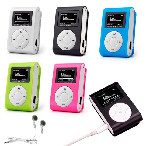 Portable Mini MP3 Player with LCD Screen Metal Clip USB MP3 Music Players Support SD TF Student Walkman