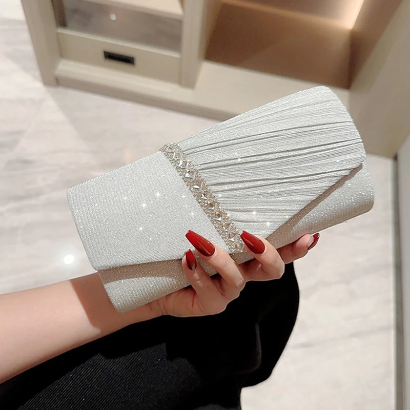 

Women's Evening Clutch Bag Luxury Shiny Rhinestone Envelope Bag Banquet Wedding Party Purse Chain Diagonal Shoulder Bags XA29ZD