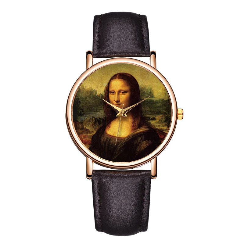 Fashion Ladies Quartz Watch Casual Quartz Watch Draw Painting Elegant Waterproof Wristwatch Real Leather Zegarek Damsk