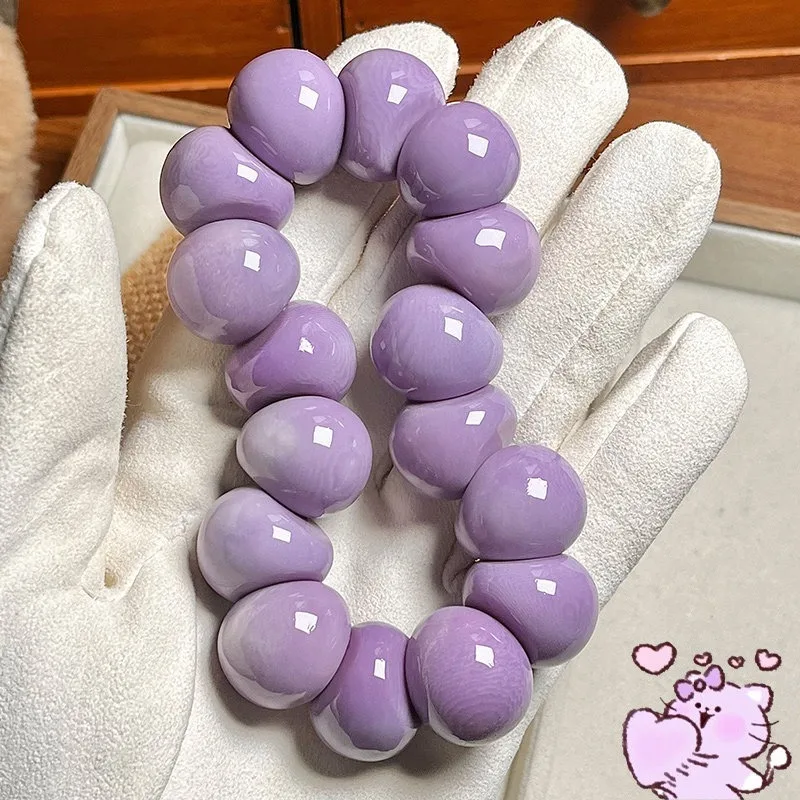 Taro Purple Ivory Nut, Mangosteen, Garlic Clove & Bodhi Seed Finger Twisting Bracelet for Relaxing Hand Play & Gifts