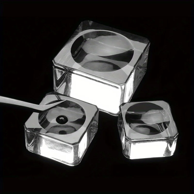 正方形クリスタルガラスガスケットつけまつげスタンドグルーパッド4サイズグルーホルダーつけまつげ接着剤パレットペーストグルーパッドメイクアップツール