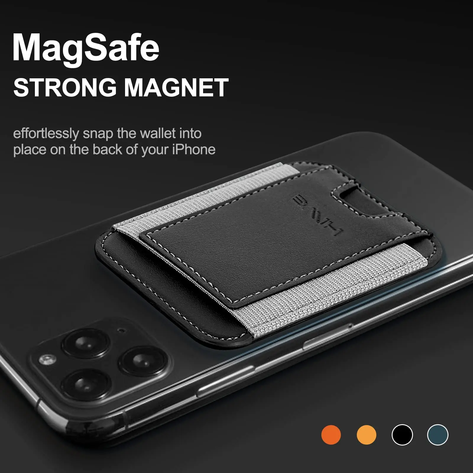 Magnetic Card Wallet Holder for Apple iPhone 14 13 12 Mag-Safe Leather for Back of Series Fit 6 Cards