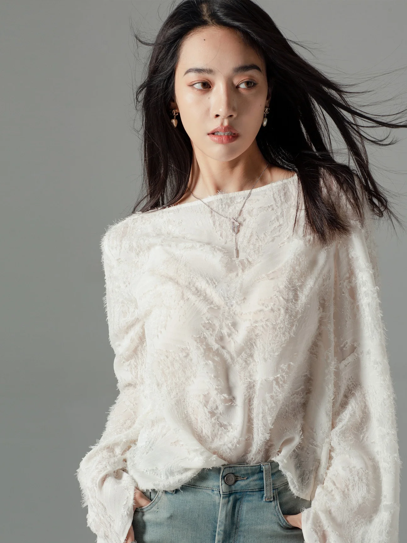 

Soulkiss Faionable B-side French Holiday Freehand Fringe Aosphere Sense Tie-Belted Top Women's Casual Polyester T-irt