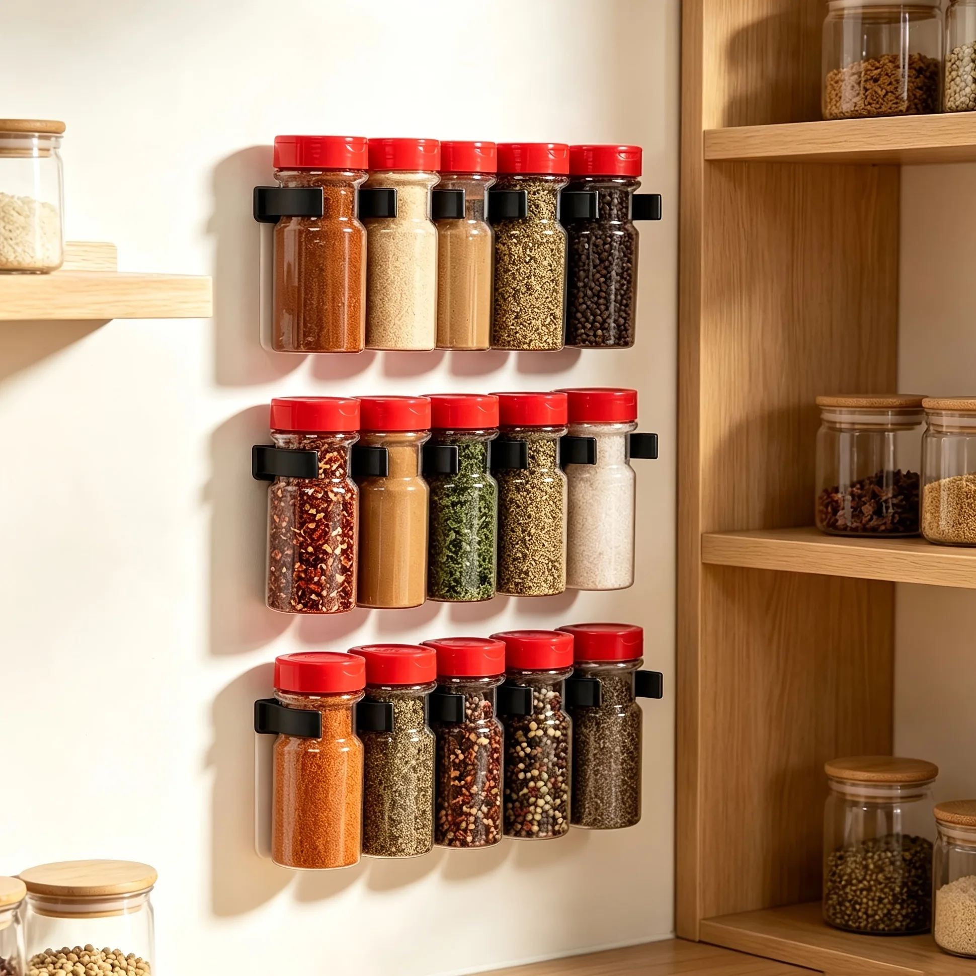 3PCS in wall-mounted cruet frame,easy to receive a seasoning can kitchen cabinet,back to school season,all saints/Christmas gift