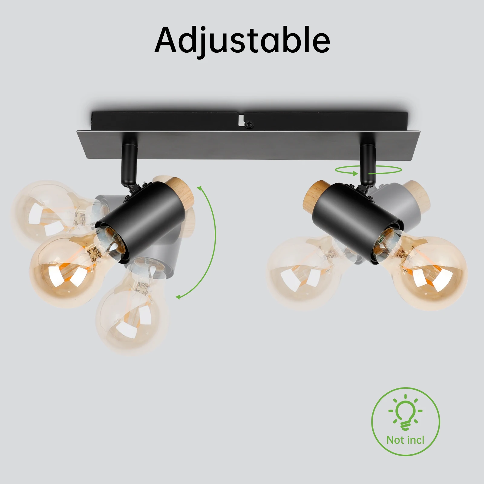 Imagem -06 - Kimjo-led Luz E27 Luz de Teto Preto e Madeira Moderno e Simples para Iluminação Interior sem Lâmpadas