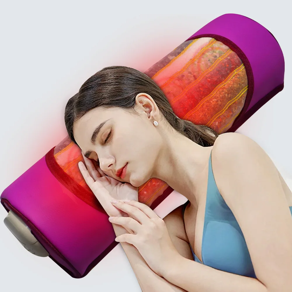 Healing Stone Effect Amethyst Tourmaline Bian-stone Therapy Pillows Neegative Ions Seven-color Crystal Pillow Cervical Support