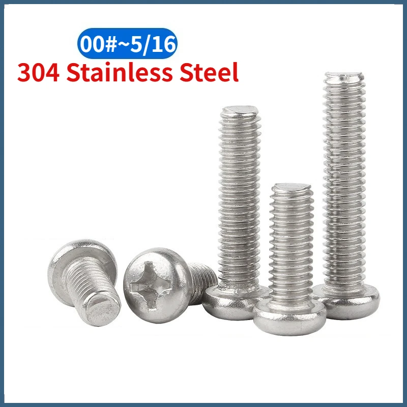 5/16-18 10 # -32 12 # -24 00 # Parafuso de Cabeça Redonda Phillips em Aço Inoxidável 304 -90 1/4-20 UNC UNF BSW
