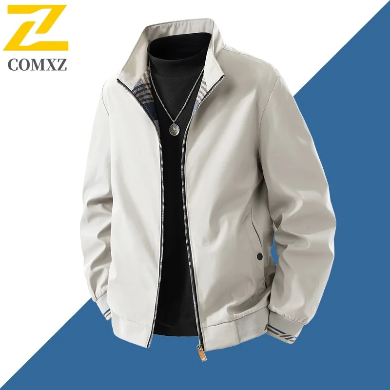 

COMXZ 2025 Mens Jacket Plus Size Autumn Lightweight Camping Travel Hiking Jackets Trendy Casual Streetwear Fashion Classic Coat
