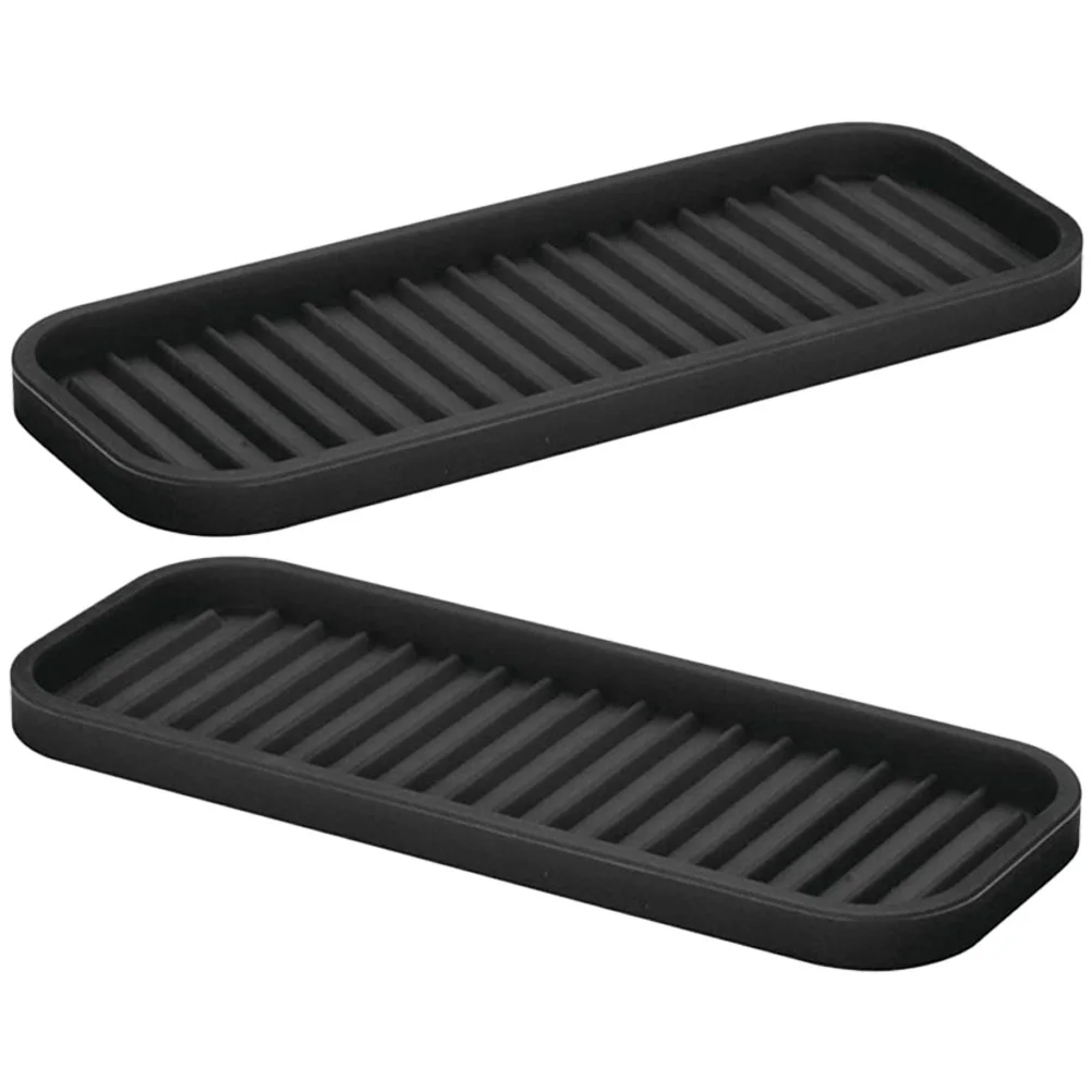 

2pcs Silicone Tray Dish Drying Mat For Kitchen Bathroom Soap Holder Sponge Storage Countertop Organizer Rectangle Home Silicone