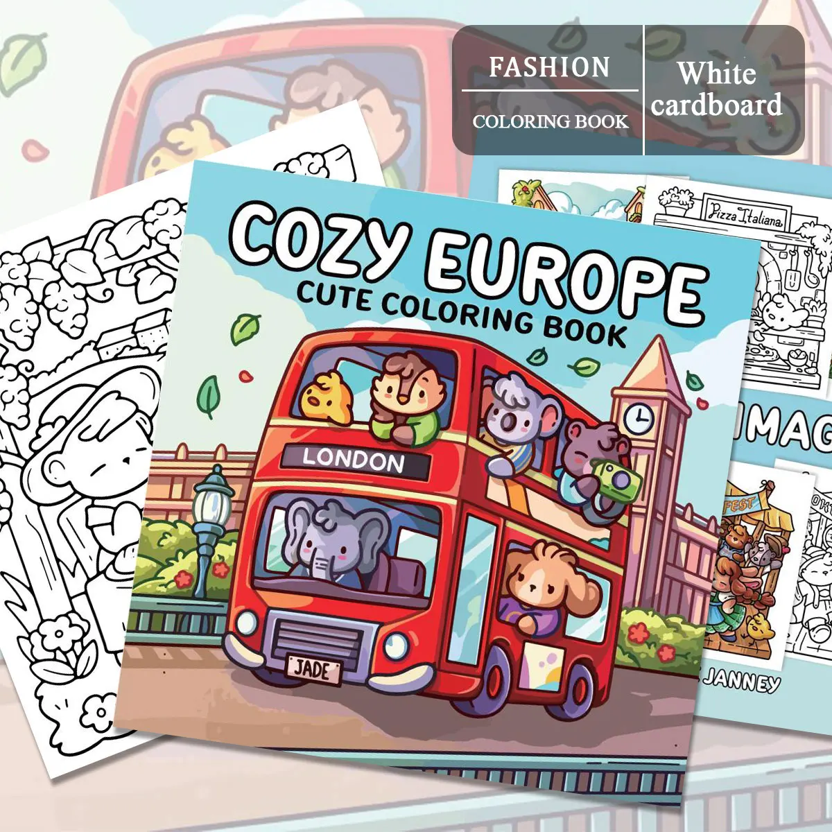 Libri da colorare Europa accoglienti, scene di viaggio in grassetto, colorazione facile, per genitori a casa - Fai da te per bambini, rilassarsi, sbloccare, aumentare la creatività