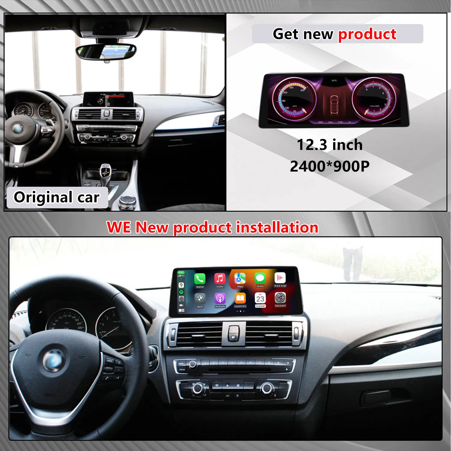 Upgrade 2400*900p For BMW 1 Series F20 F21 NBT 2012 2016 Car Multimedia Player HD Screen Modify Wireless Carplay Android Auto BT