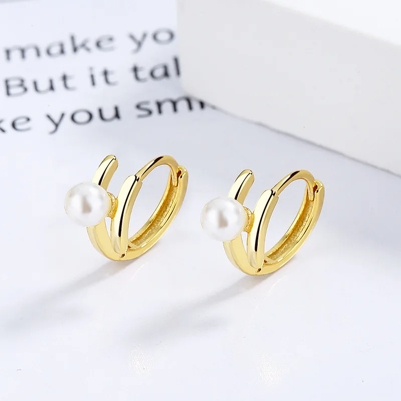 

New Fashion Simple Style Tiny Hoop Earrings For Women Little Huggies Small Pearl Geometric Circle Female Trendy Earring Jewelry