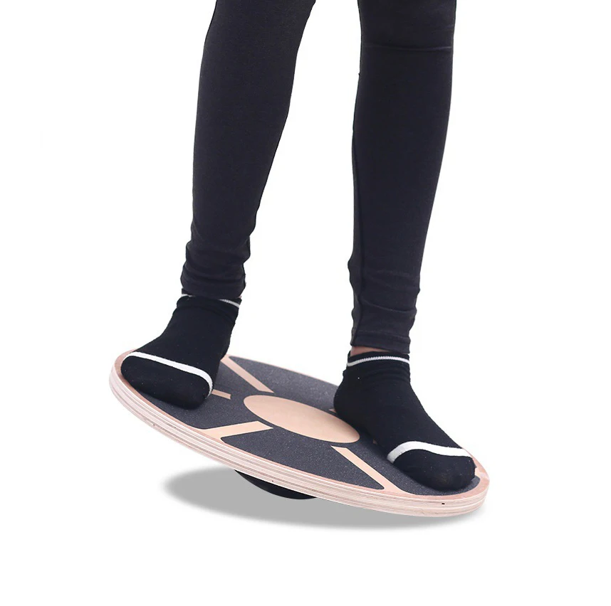 

Wooden Balance Plate Board for Core Training Exercise Round Wobble Yoga Plate Body Function Twist Board