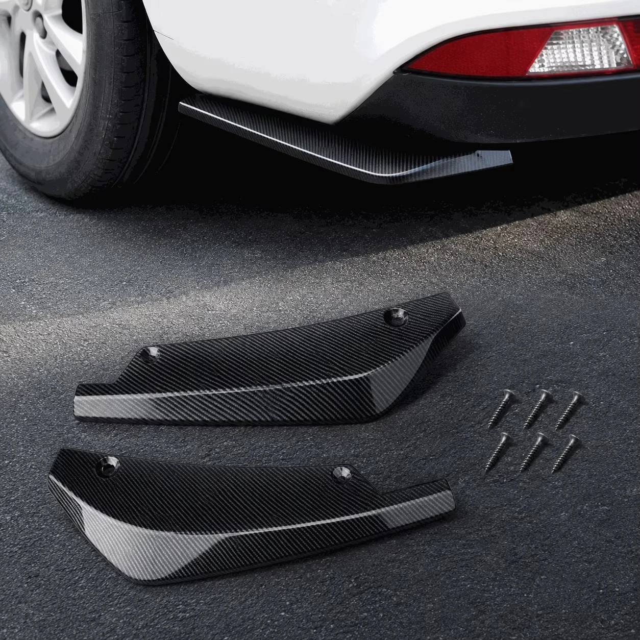 Car Accessories Universal Rear Bumper Split Side Spoiler Canards Car Rear Corner Black And Carbon Fiber Look New 2026