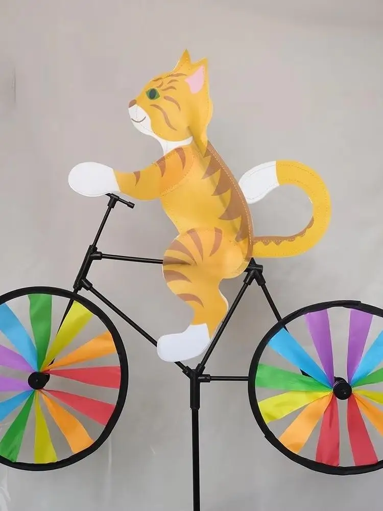 AliExpress NONE Three-dimensional Cartoon Animal Riding Windmill Cartoon Modelling Wind Spinners Bicycle Wind Spinners Lawn Ornament