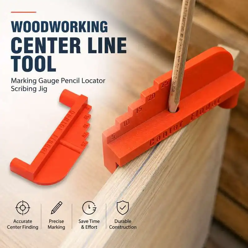Center Line Finder Woodworking Marking Tool Scribing Pencil Locator Gauge